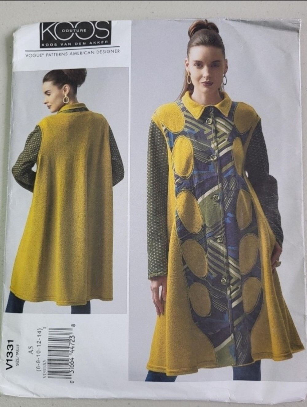 Vogue V1331 Koos Van Den Akker Coat Pattern Size A5 6-14 Uncut OOP. Wearable Art